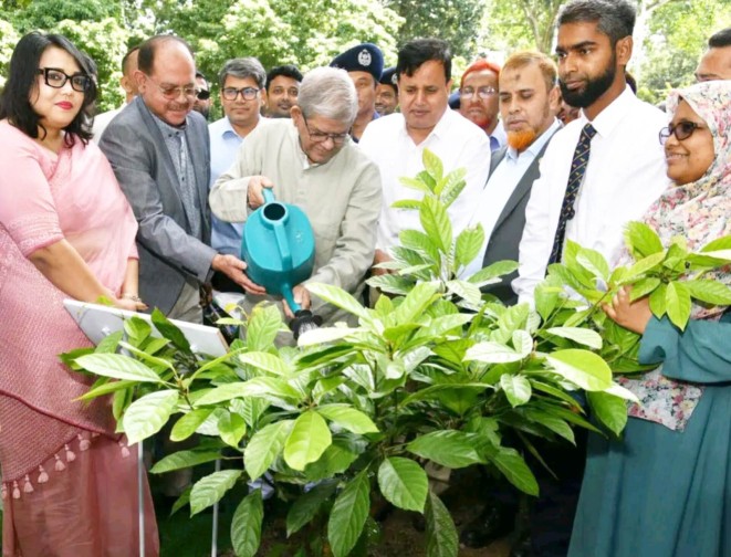 বগুড়ায় বৃক্ষরোপণ করলেন স্থানীয় সরকার মন্ত্রী মির্জা ফখরুল